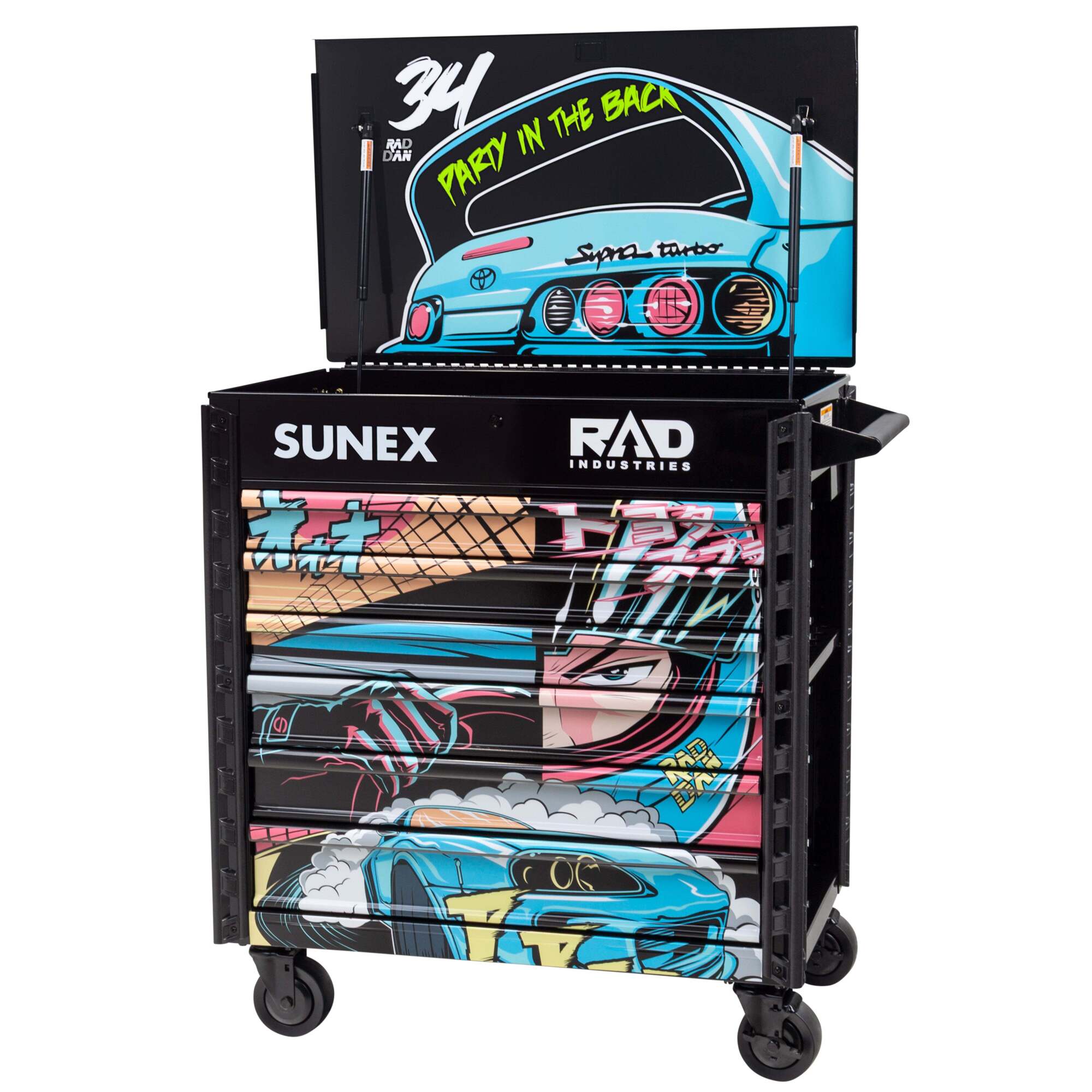 SUNEX TOOLS, Model #8056FDBKRADDAN, RAD DAN Premium Full Drawer Service Cart